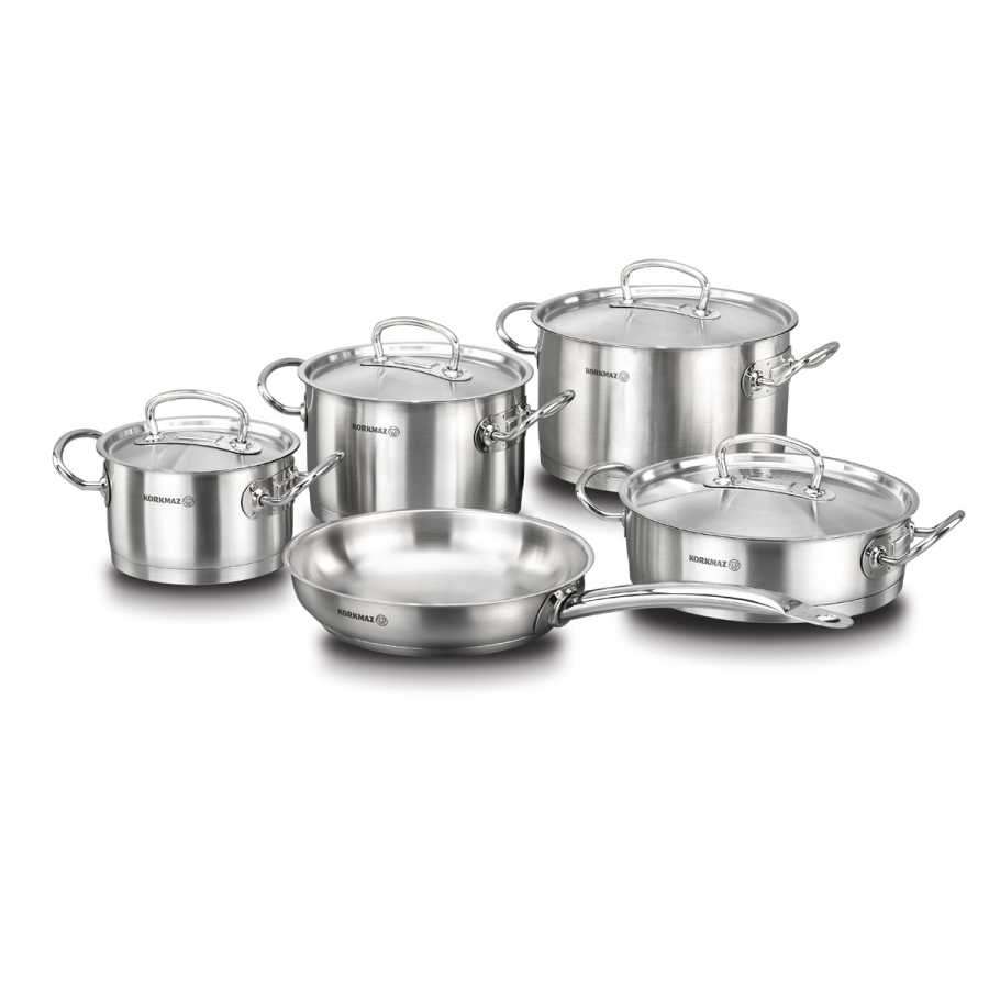 Korkmaz Juego de Ollas de 9 Piezas en Acero Inoxidable Proline